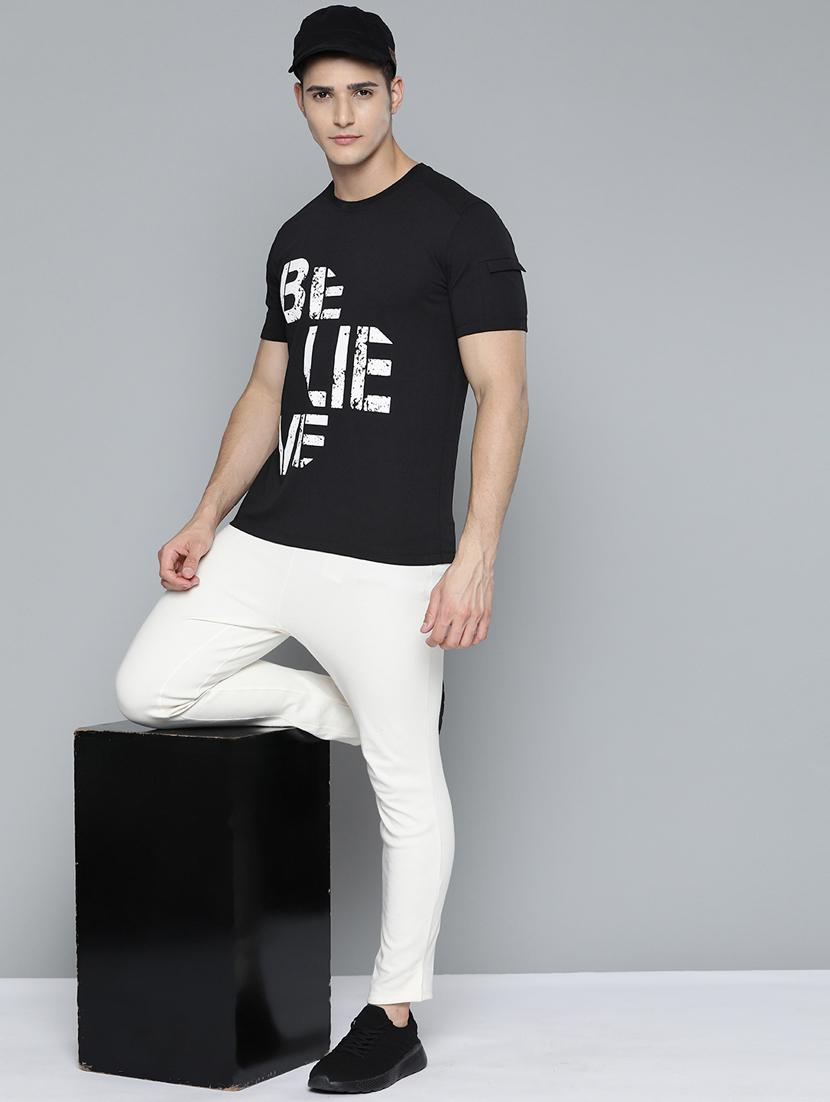 black chest print t-shirt - 18335779 - Standard Image - 3