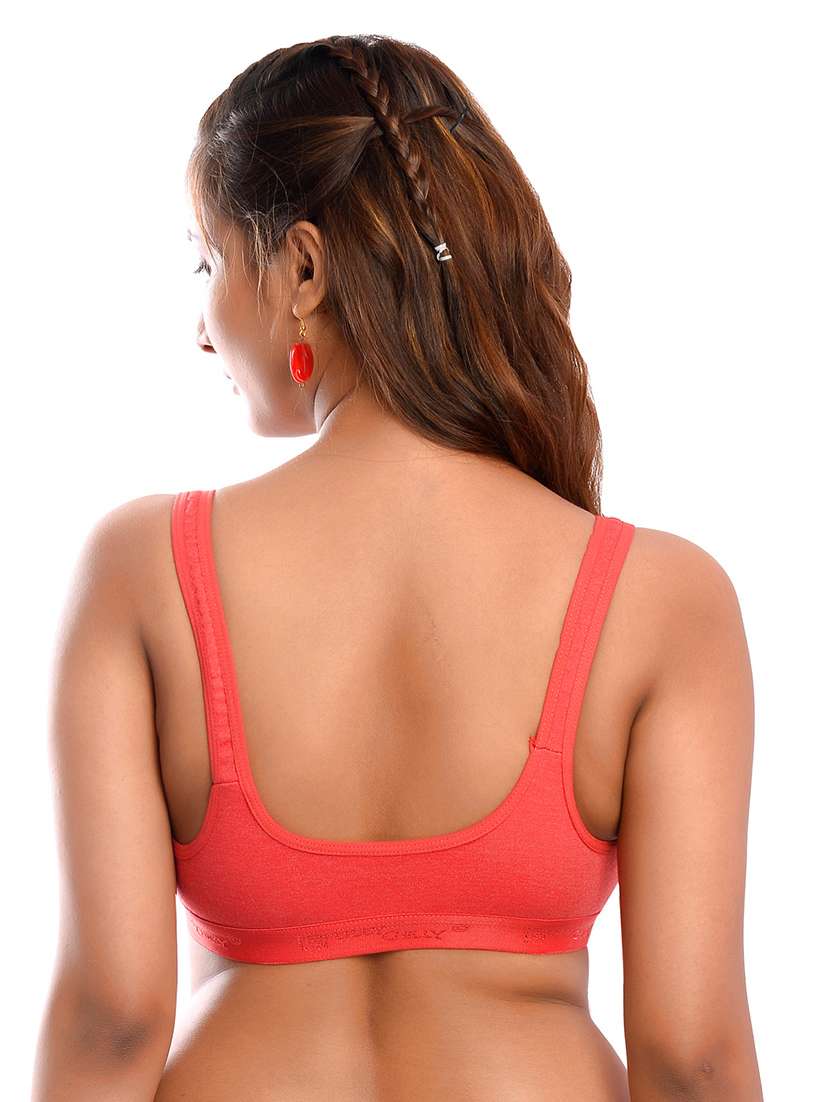 peach solid sports bra - 18335839 -  Standard Image - 3
