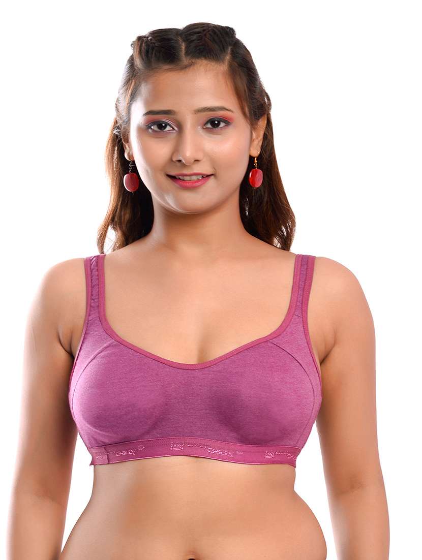 purple solid sports bra