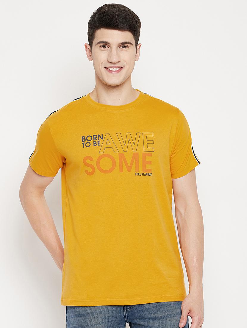 yellow  chest print t-shirt - 18335888 -  Zoom Image - 0