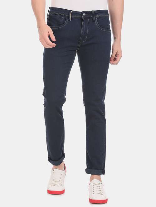 dark blue stone washed denim jean - 18336343 -  Standard Image - 0