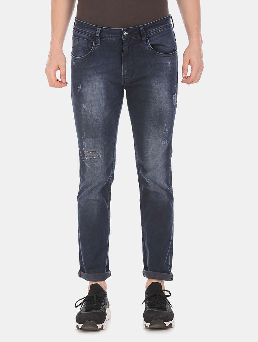dark blue stone washed denim jean - 18336364 - Zoom Image - 0