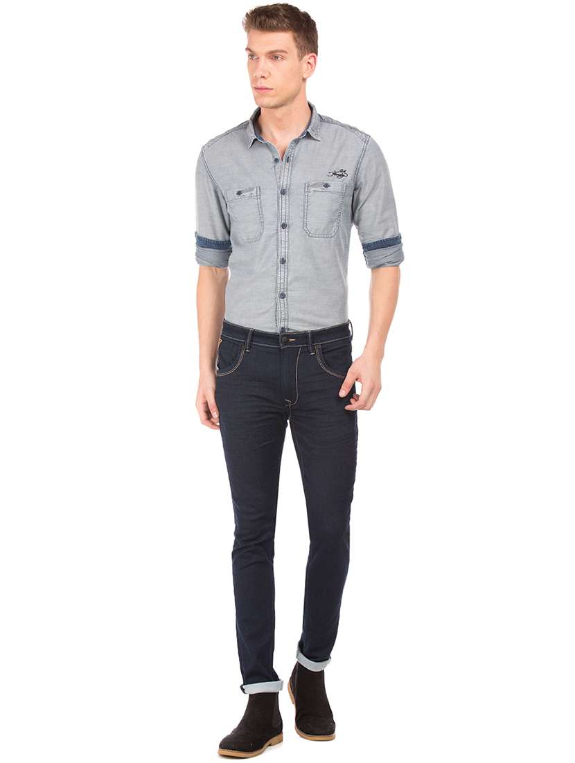 dark blue stone washed denim jean - 18336829 - Standard Image - 3