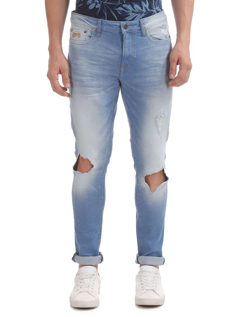 light blue solid washed jean - 18336837 -  Zoom Image - 0