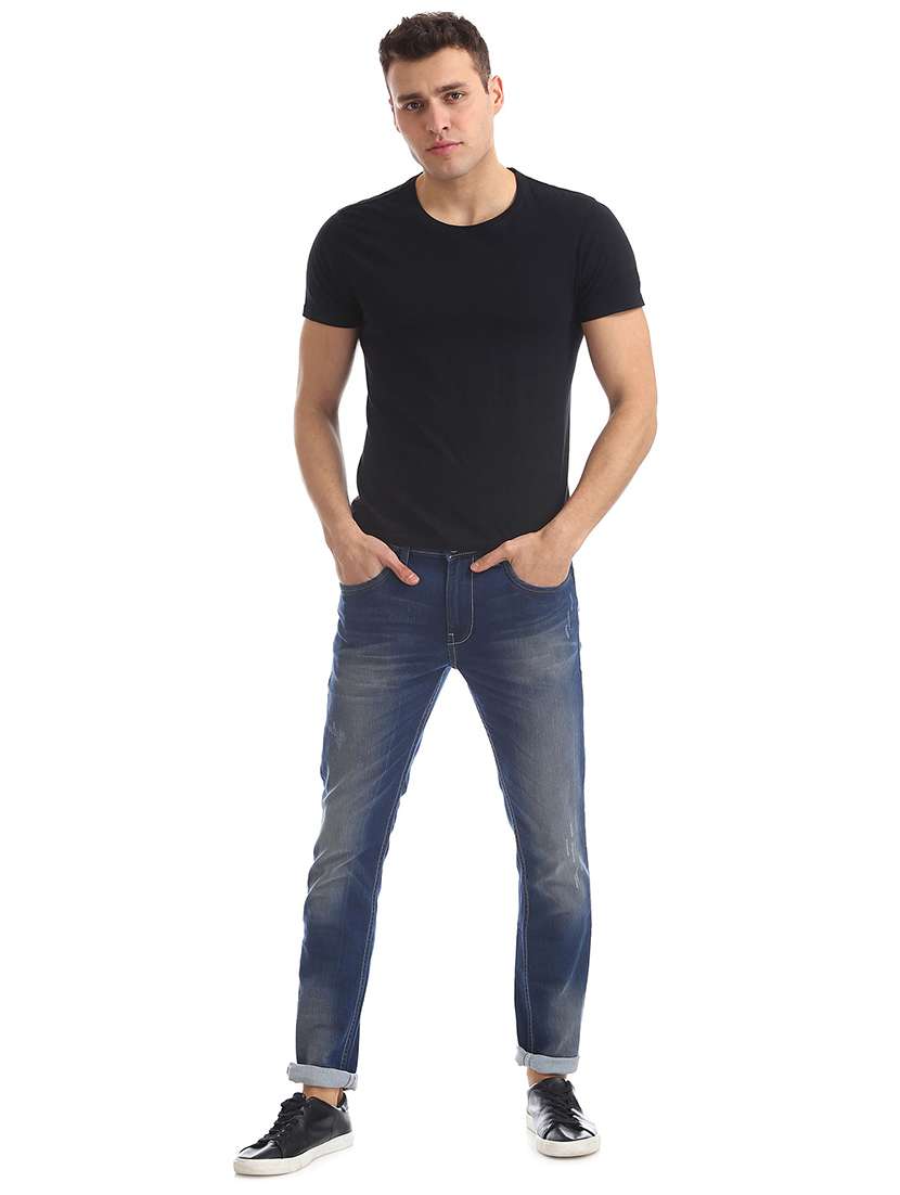 dark blue stone washed denim jean - 18336841 - Standard Image - 3