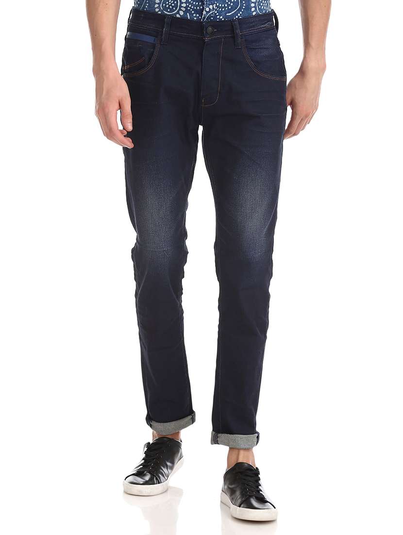 dark blue solid washed jean - 18336852 - Zoom Image - 0