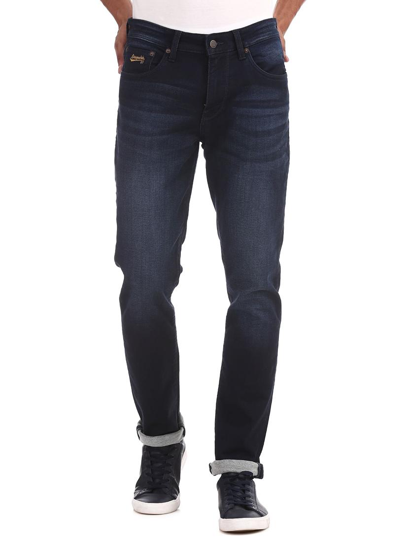 dark blue solid washed jean - 18336857 - Zoom Image - 0
