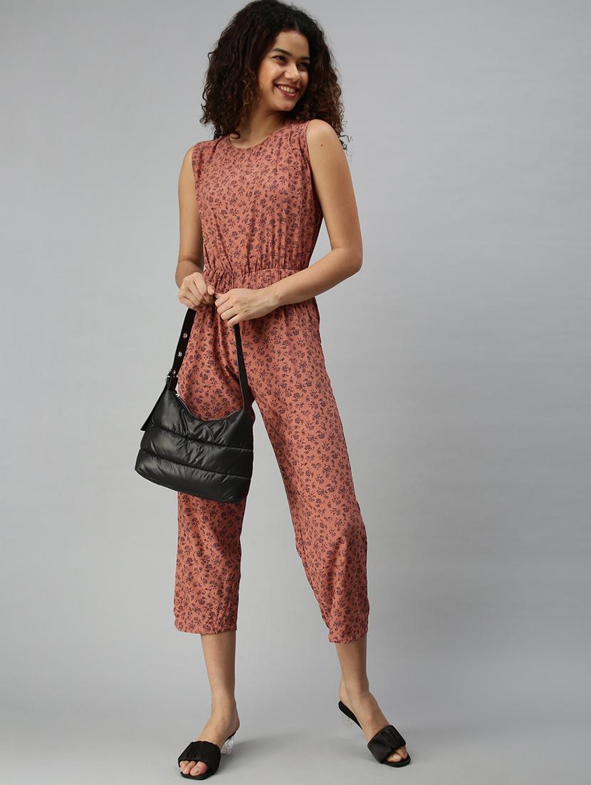round neck floral jumpsuit