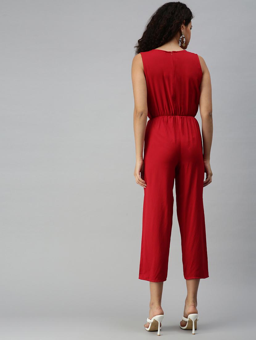 round neck solid jumpsuit - 18336953 - Standard Image - 3