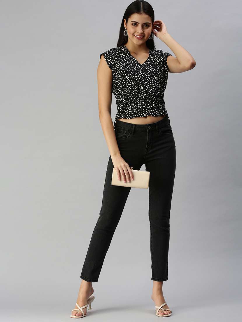 women's crop v neck top - 18337135 -  Standard Image - 3