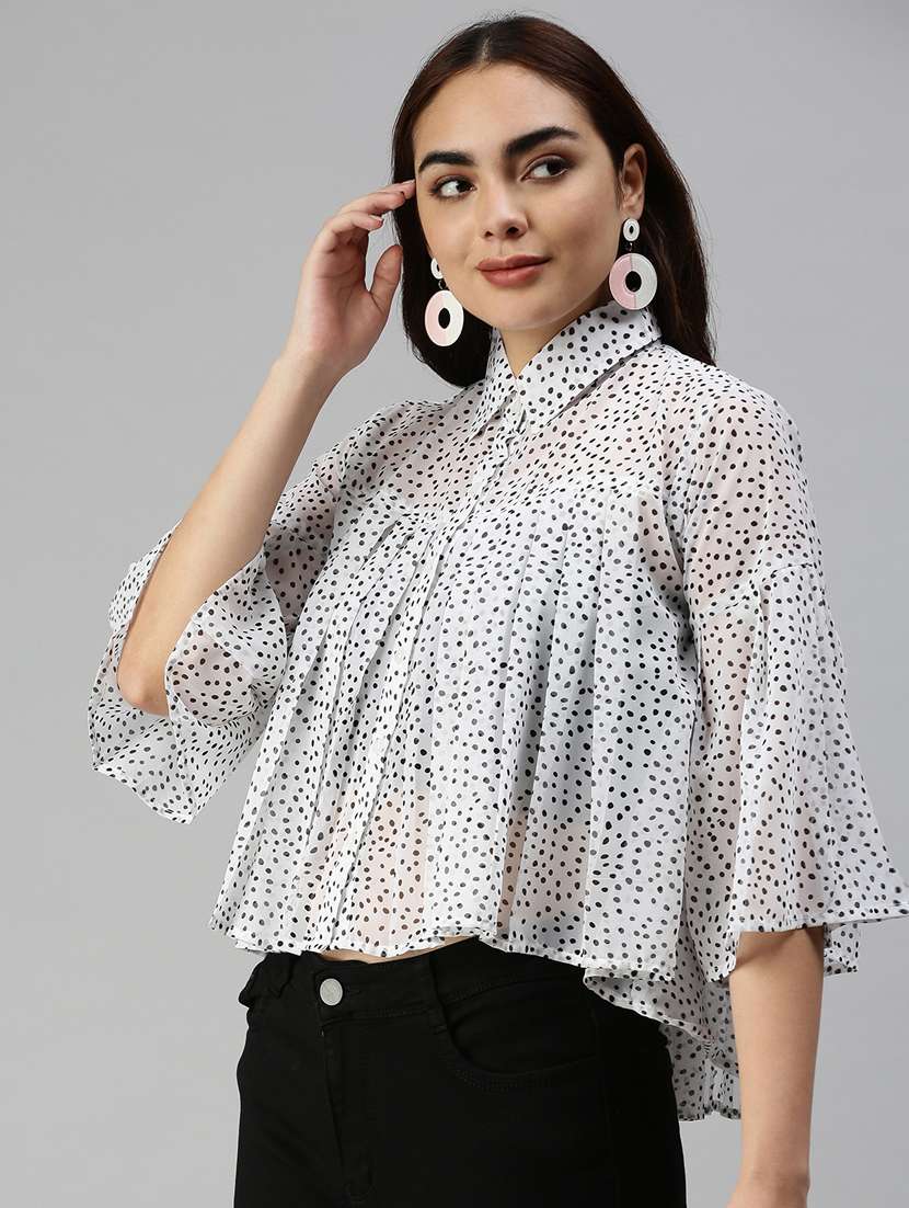 Women's Printed Collared Top
