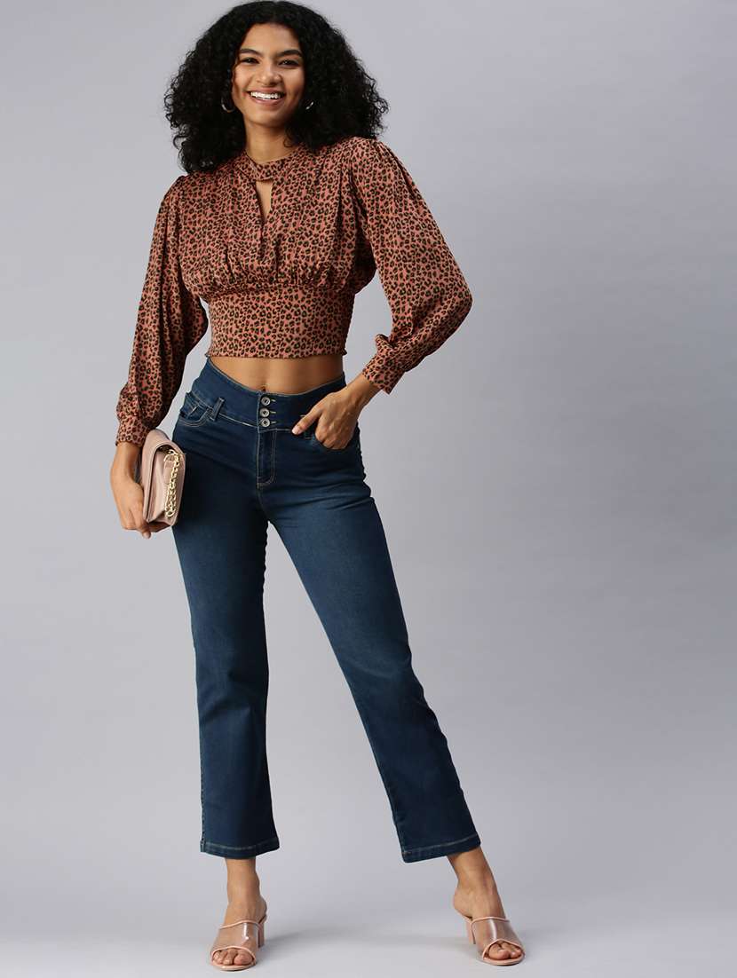 women's crop key hole neck top - 18337171 -  Standard Image - 3