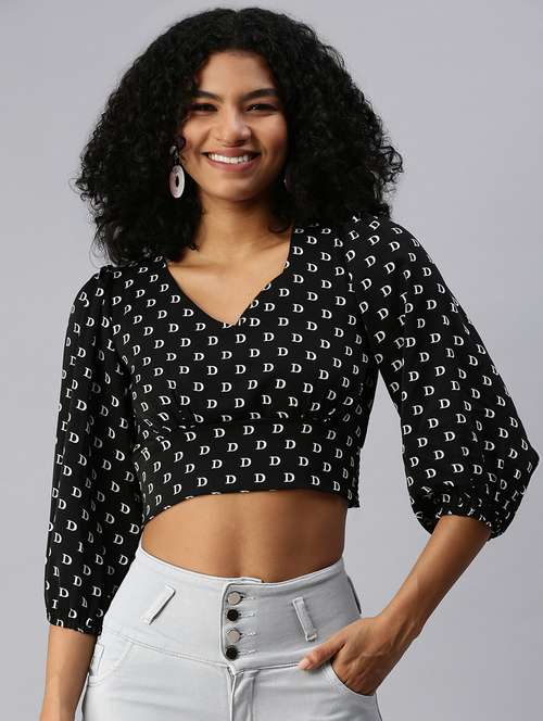 women's crop v neck top - 18337172 -  Standard Image - 0