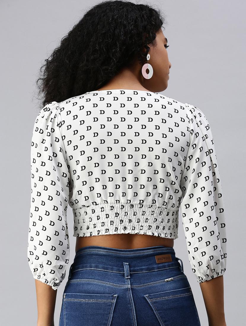 women's crop v neck top - 18337173 - Standard Image - 3