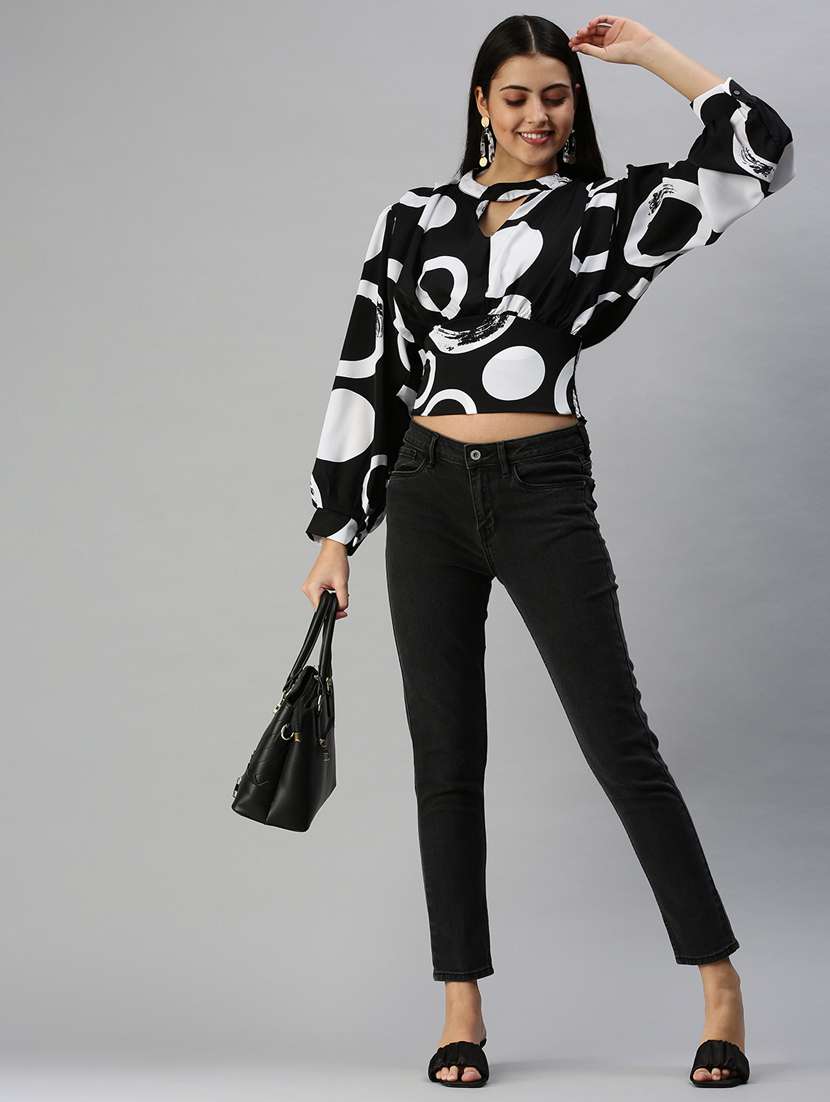 women's crop key hole neck top - 18337175 -  Standard Image - 3