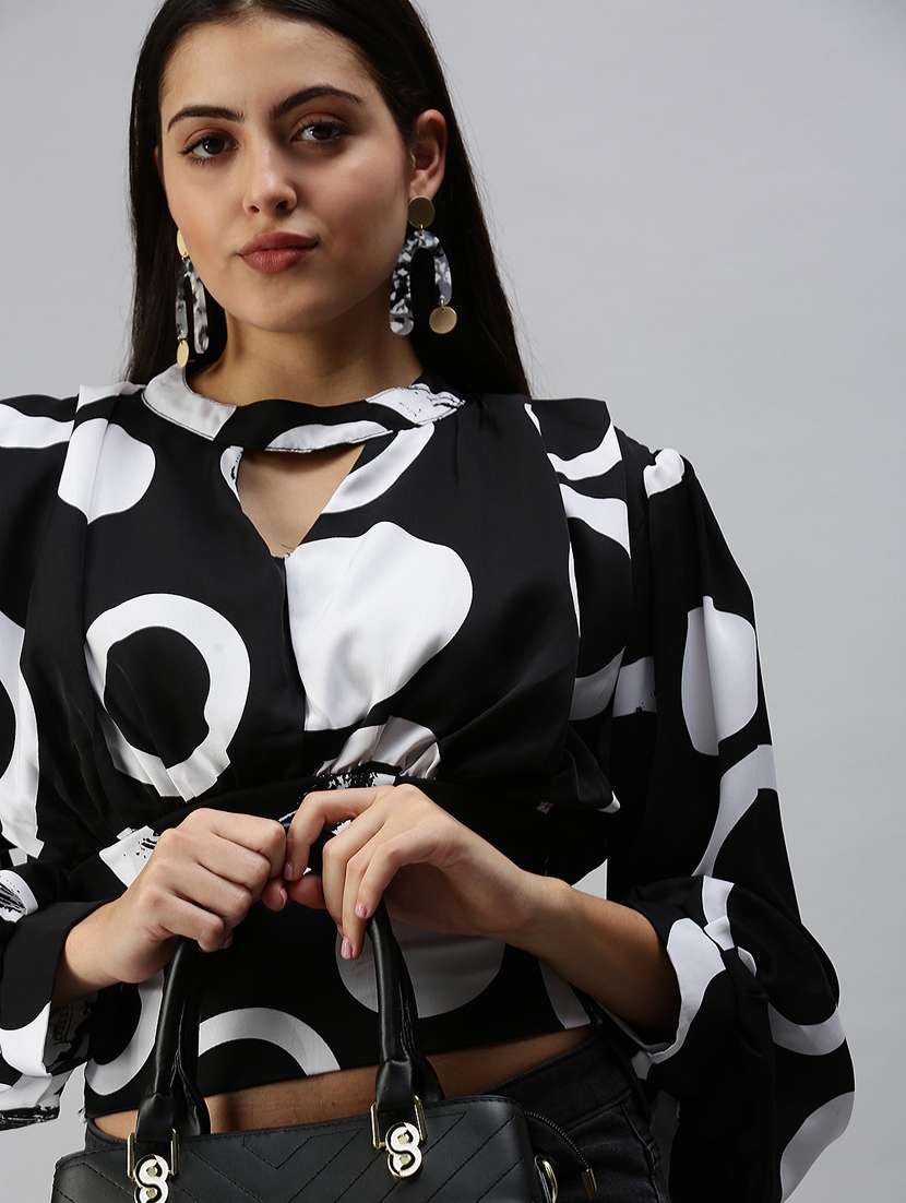 women's crop key hole neck top - 18337175 -  Standard Image - 5