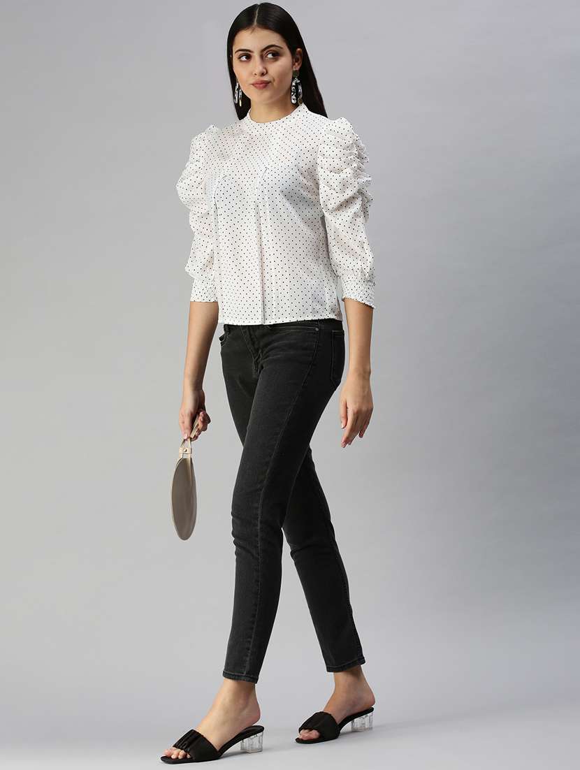 women's ruffle crew neck top - 18337188 - Standard Image - 3