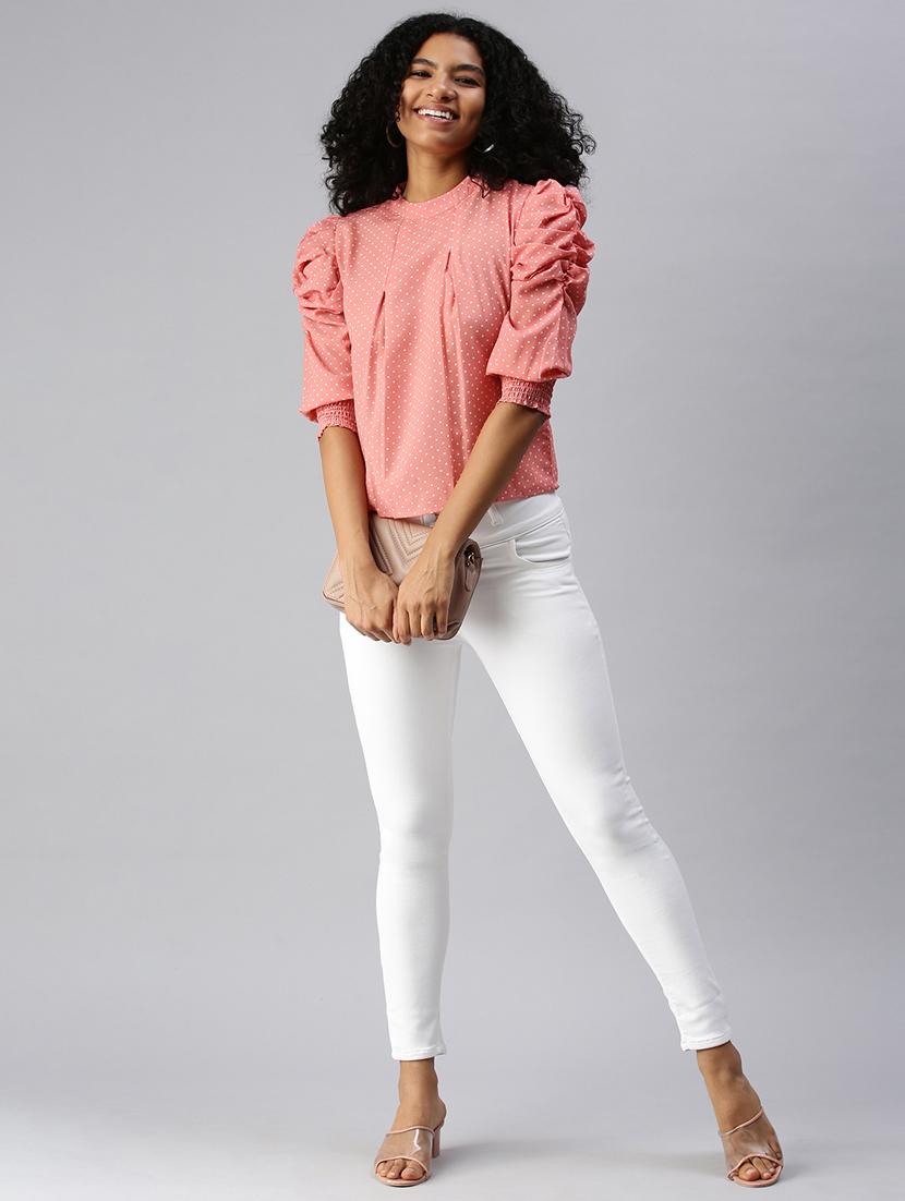 women's blouson crew neck top - 18337189 - Standard Image - 3