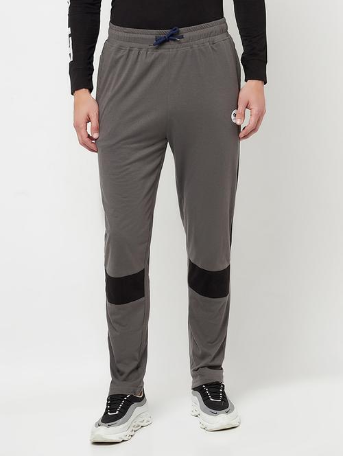 grey solid full length track pant - 18337215 -  Standard Image - 0