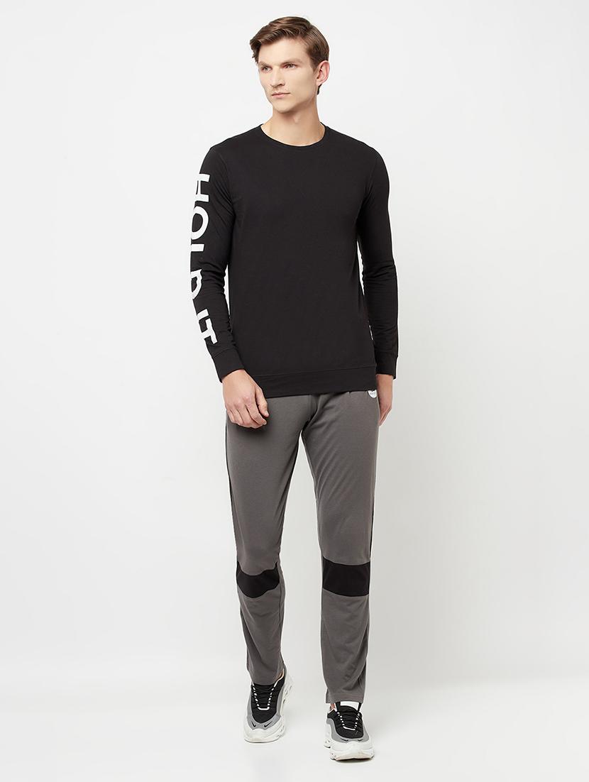grey solid full length track pant - 18337215 - Standard Image - 3