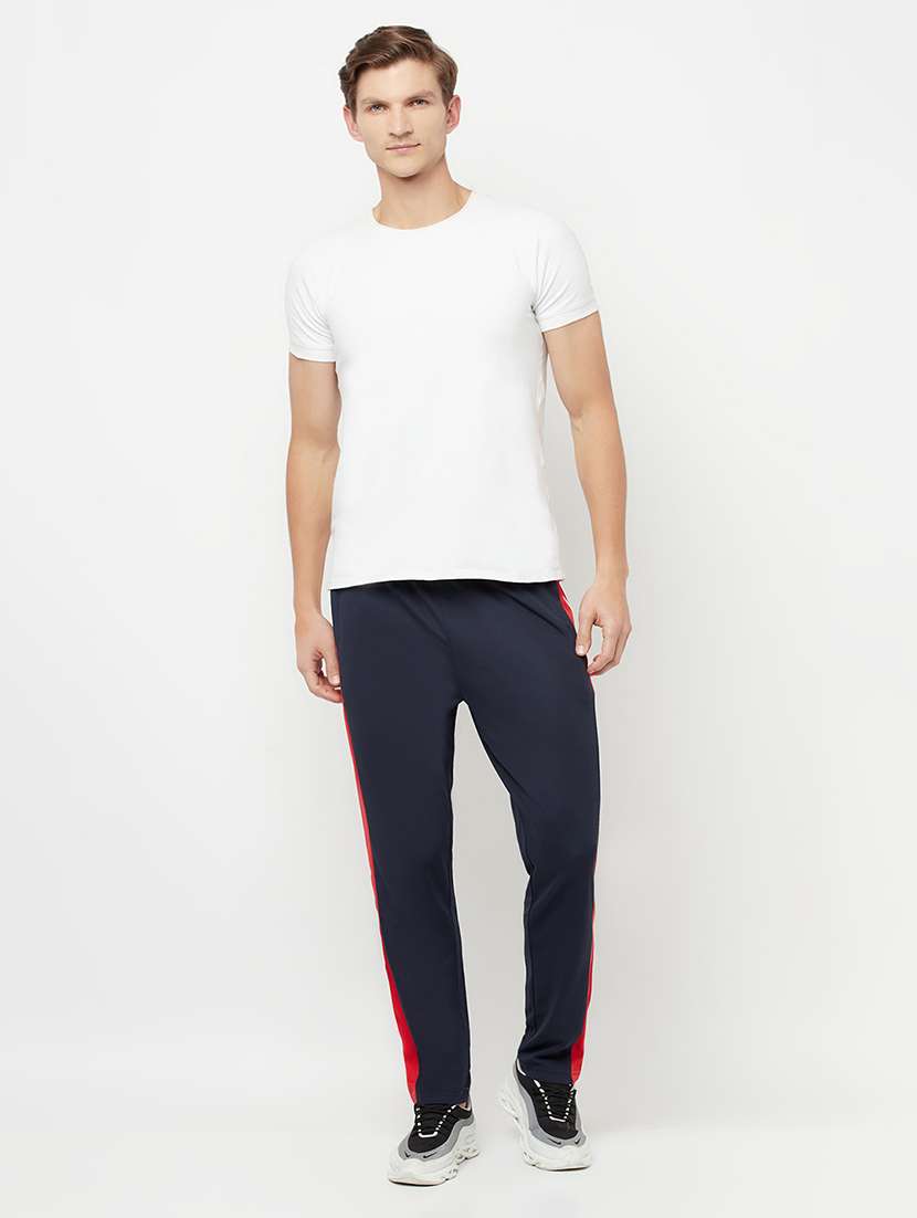 navy blue color-blocked full length track pant - 18337216 -  Standard Image - 3