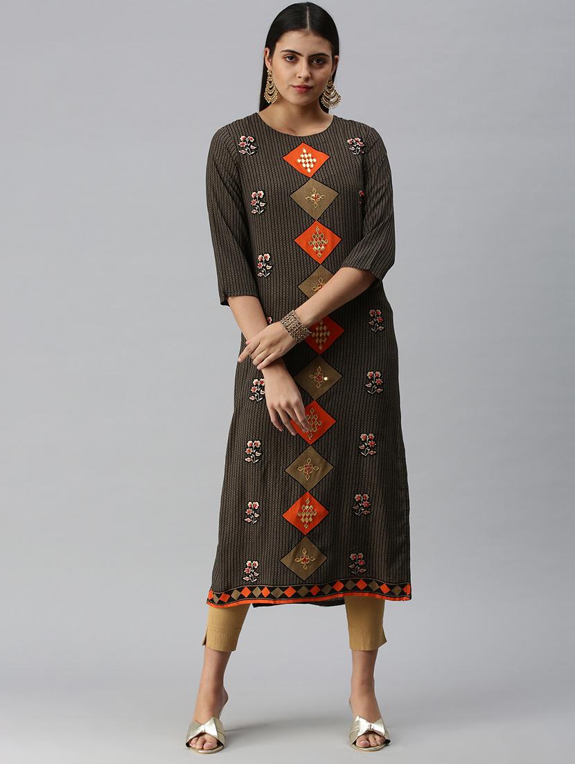 women's straight kurta - 18338237 - Standard Image - 3