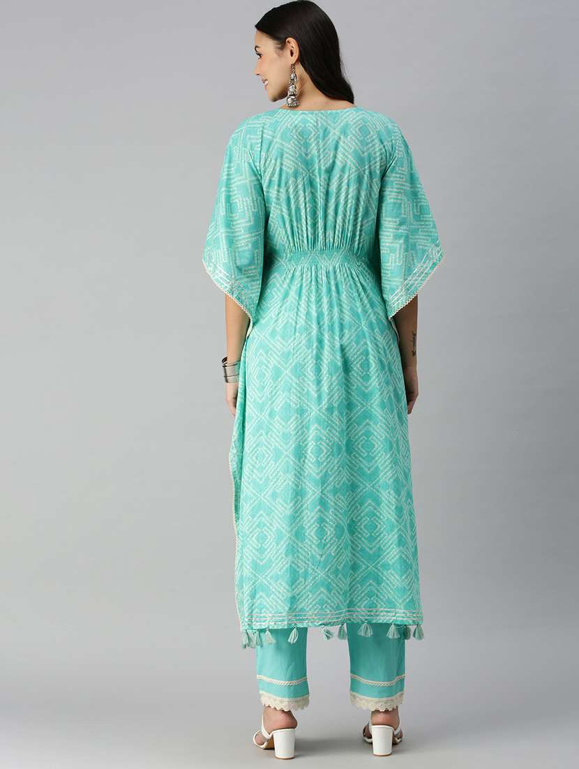 women sea green geometric print kaftan set - 18338292 - Standard Image - 3