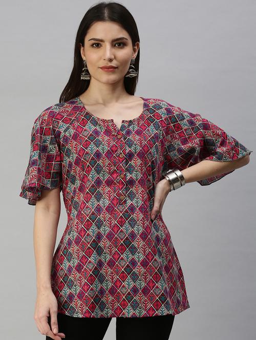 multi colored printed straight kurti - 18338331 - Standard Image - 0