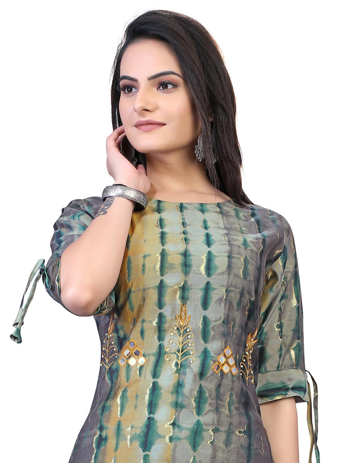 grey printed straight kurta - 18338464 - Standard Image - 3