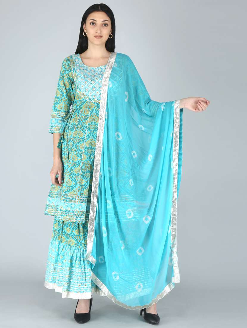 women kurta sharara set with dupatta