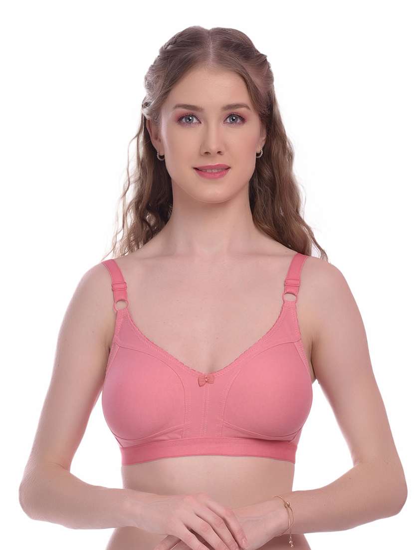 peach solid regular bra - 18339288 -  Zoom Image - 0