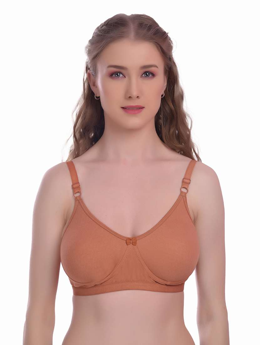 brown solid regular bra