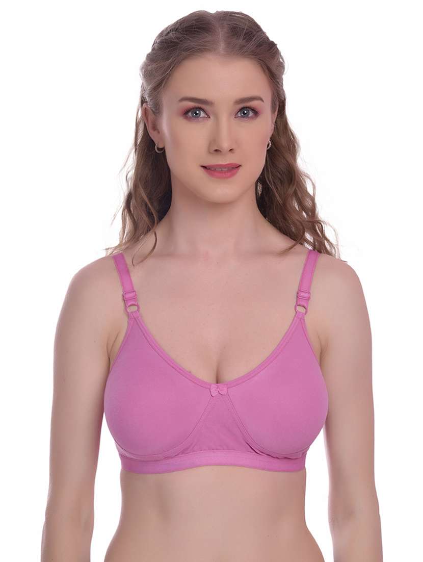 pink solid regular bra - 18339310 - Zoom Image - 0