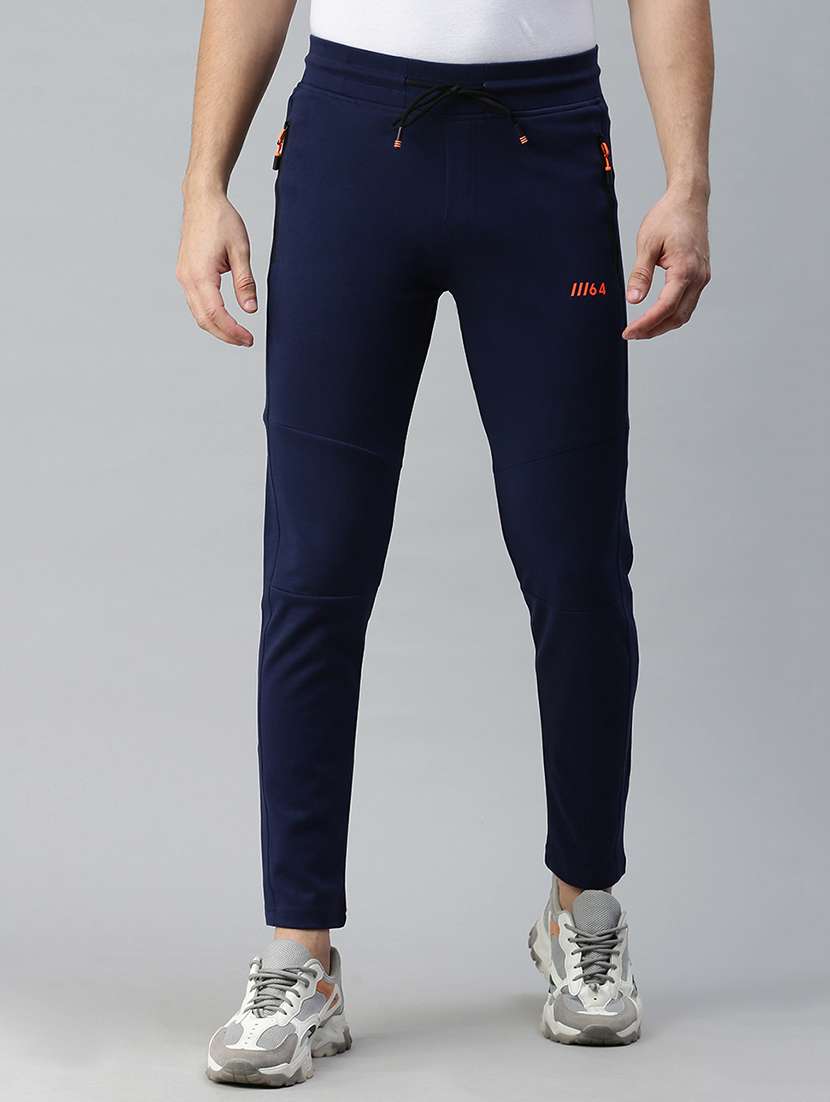 navy blue solid full length track pant