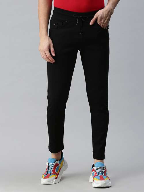 black solid full length track pant - 18339898 -  Standard Image - 0