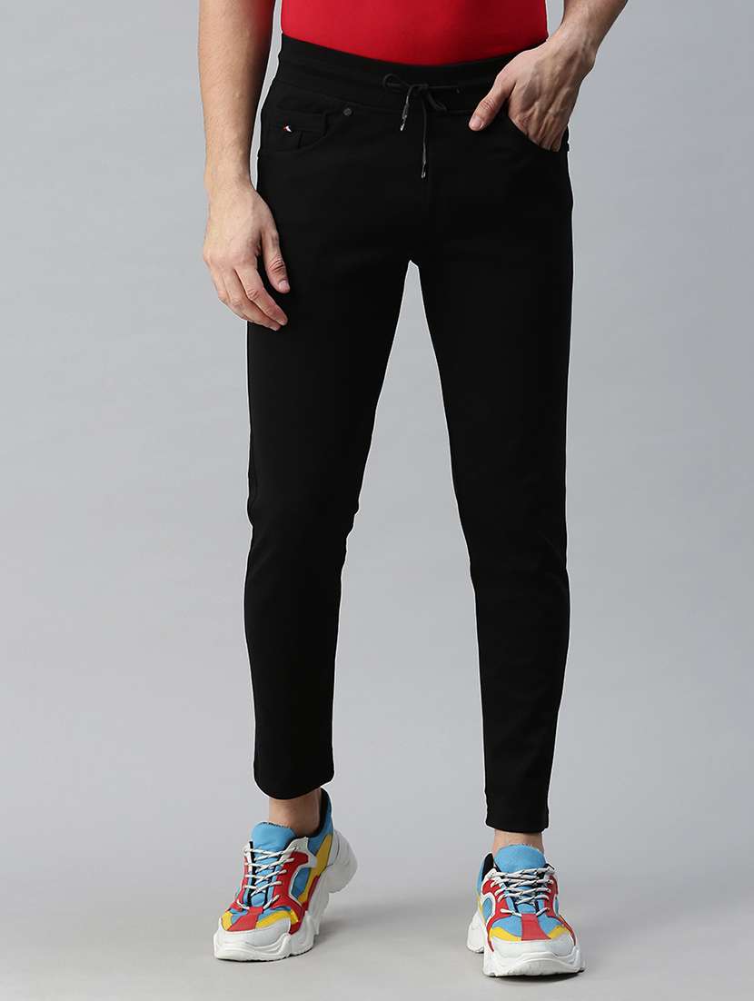 black solid full length track pant - 18339898 -  Zoom Image - 0