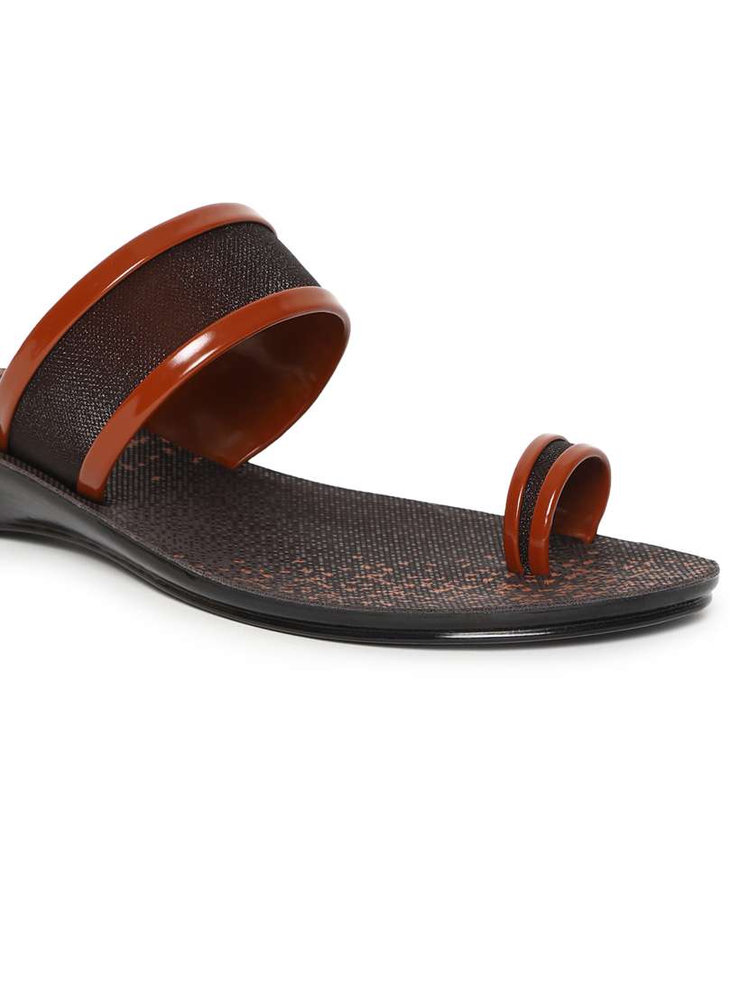 Buy online Tan Plastic Slip On Sandals 