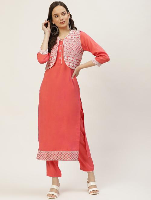 embroidered kurta pant set - 18341047 -  Standard Image - 0