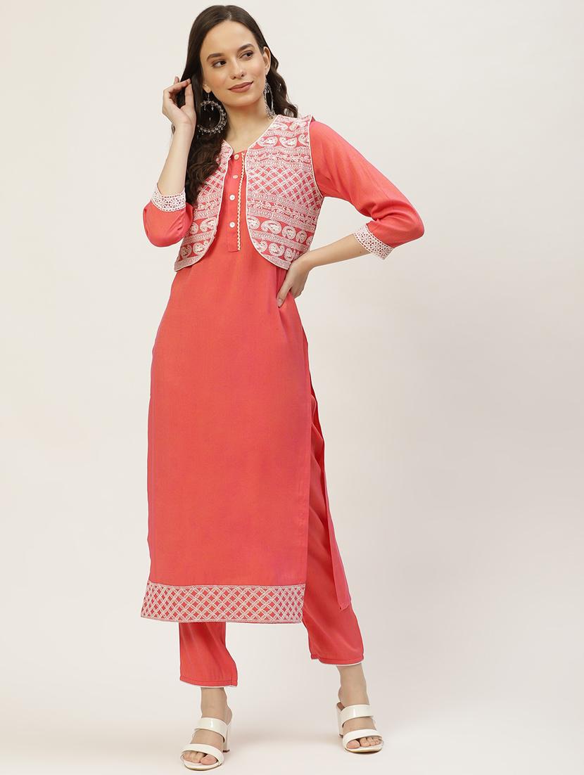 embroidered kurta pant set - 18341047 -  Zoom Image - 0