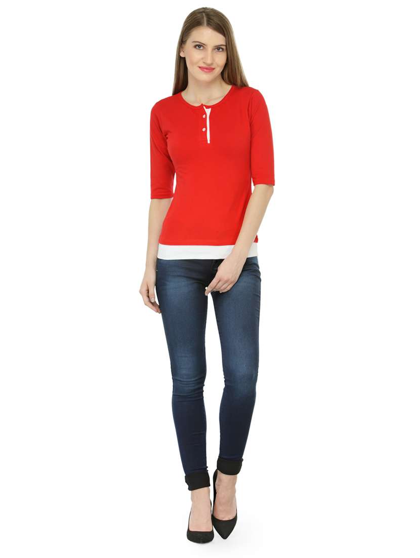 round neck solid top - 18341271 -  Standard Image - 3