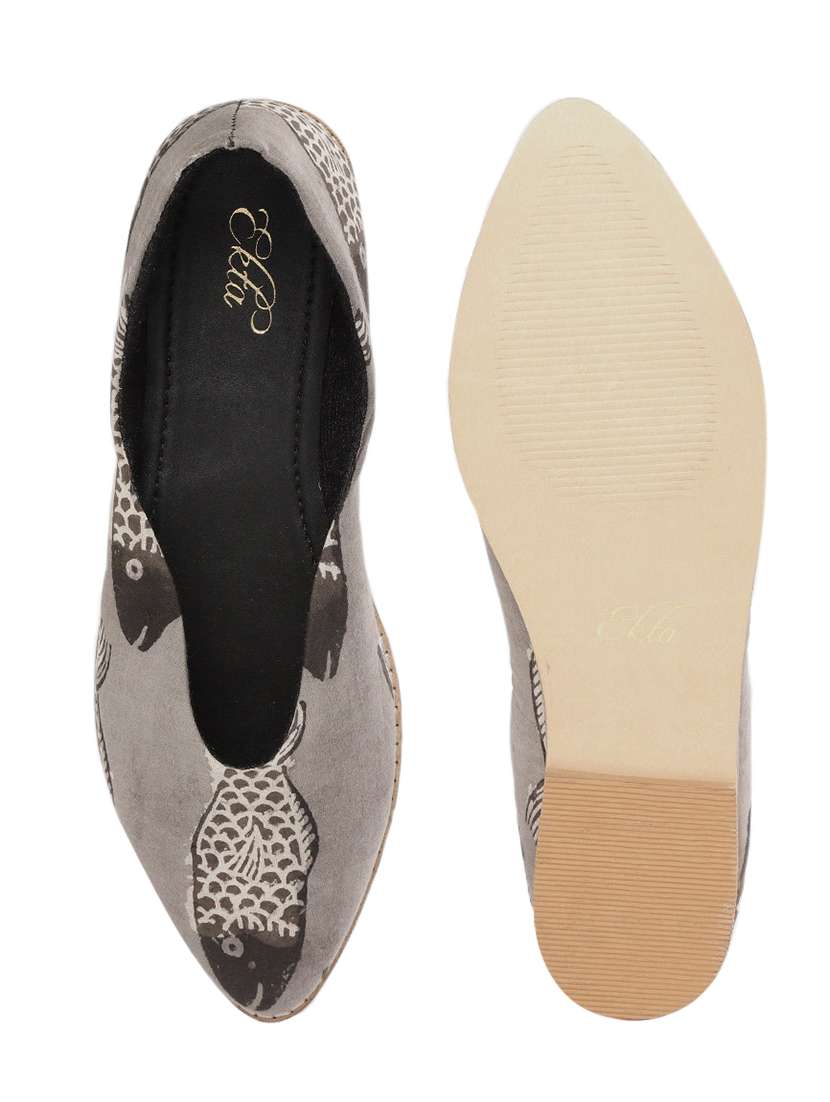 grey fabric slip on ballerina - 18341340 -  Standard Image - 3