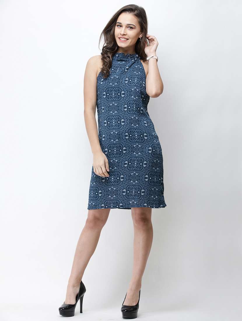 halter neck printed shift dress - 18341840 -  Standard Image - 3