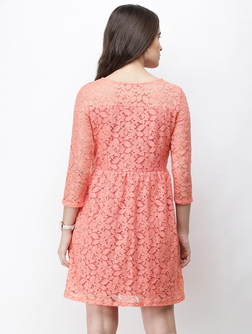 round neck solid a-line dress - 18341844 - Standard Image - 3