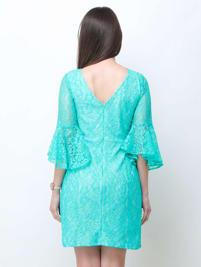 bell sleeved solid sheath dress - 18341962 -  Standard Image - 3