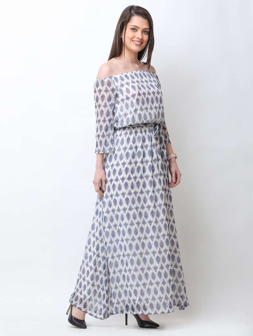 women tie front printed off shoulder dress - 18341969 -  Standard Image - 3