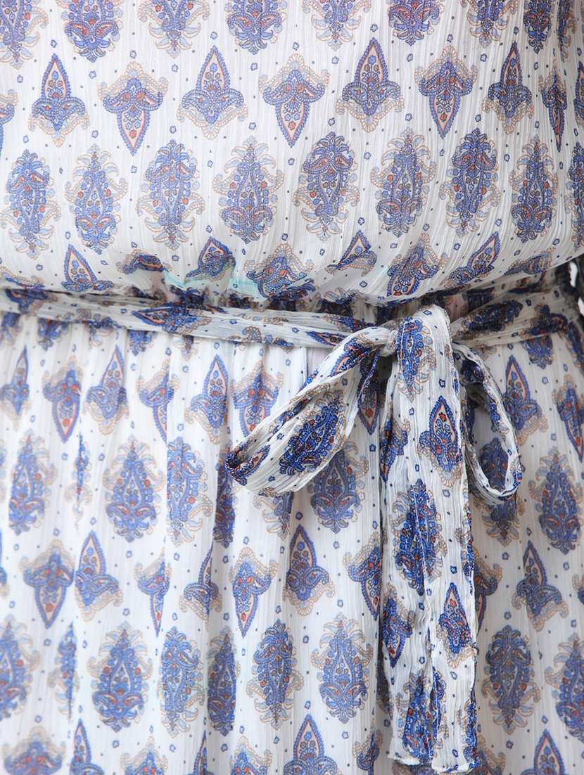 women tie front printed off shoulder dress - 18341969 -  Standard Image - 5