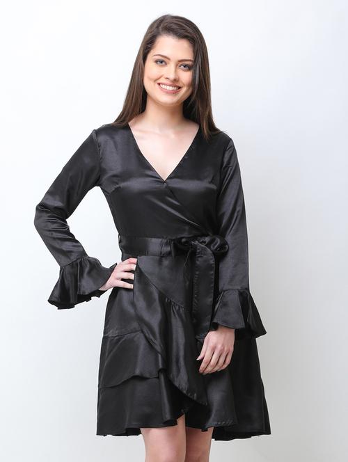 tie front solid layered dress - 18341974 -  Standard Image - 0