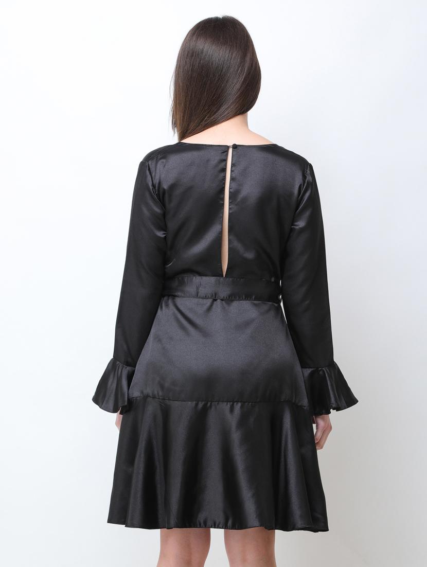 tie front solid layered dress - 18341974 - Standard Image - 3