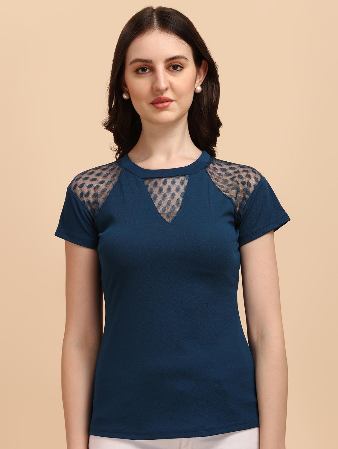 cap sleeved laced a line top - 18342031 - Zoom Image - 0