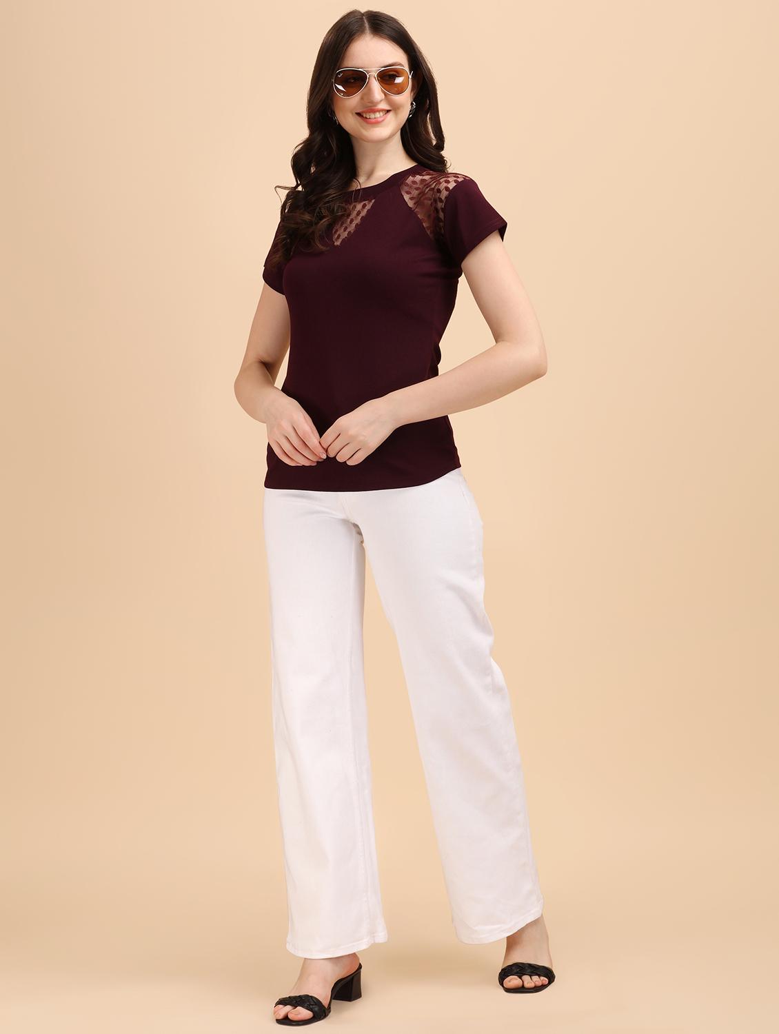cap sleeved laced a line top - 18342033 - Standard Image - 3